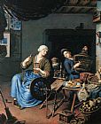 Willem Van Mieris The Spinner painting